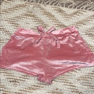 Pink velvet booty shorts, never been worn!
